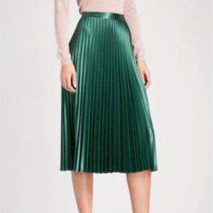 Whistles Satin Pleated Midi Skirt